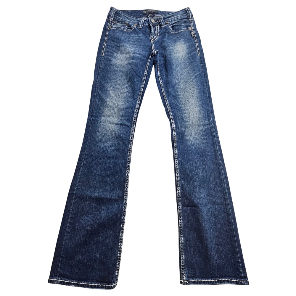 Silver Jeans Co. Aiko Bootcut W28 L35 Dark Wash Thick Stitch Denim